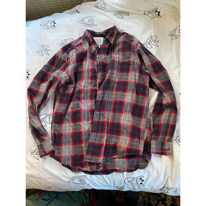 St. Johns Bay Mens Red and Gray Flannel Shirt